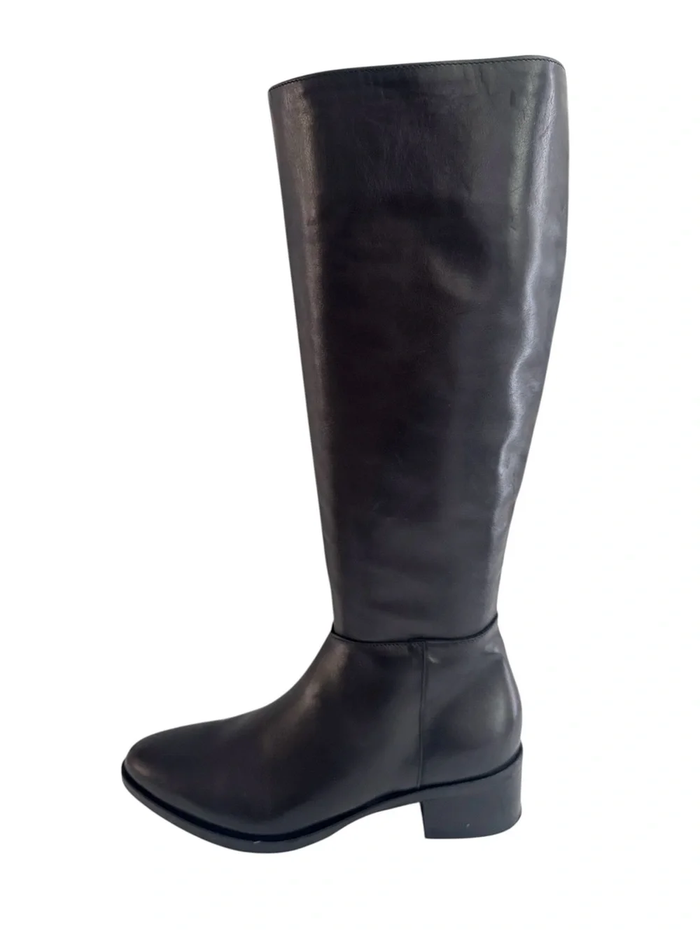 Gianni Crasto Black Leather Knee High Boots Block Heel EU 38